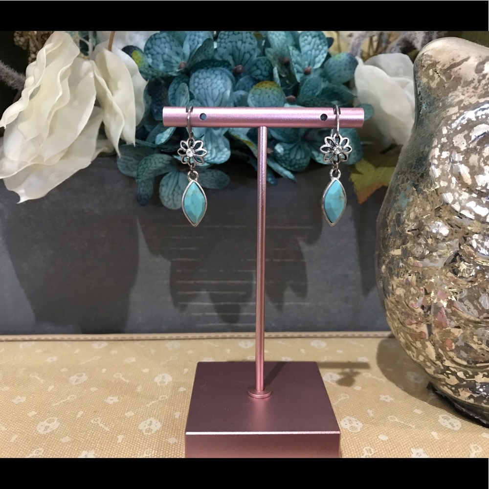 Fossil Turquoise Flower Glitz Earrings